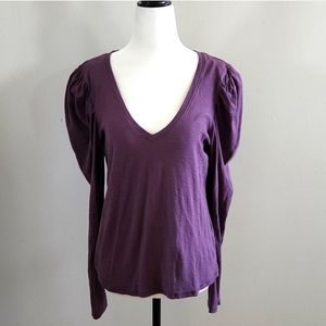 Nation Ltd. Pima Cotton Puff Sleeve Shirt Size L